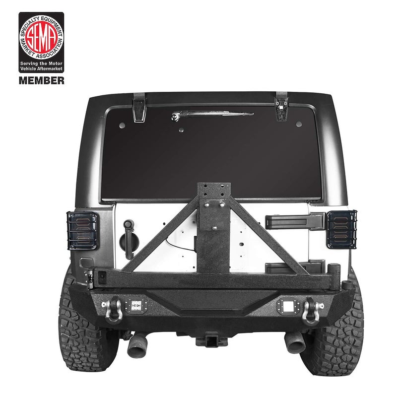 Hooke Road Wrangler Tail Light Covers Rear Taillight Euro Guard Black Light Cage fit for 2007-2018 Jeep Wrangler JK & JKU Unlimited - Pair - Image 2